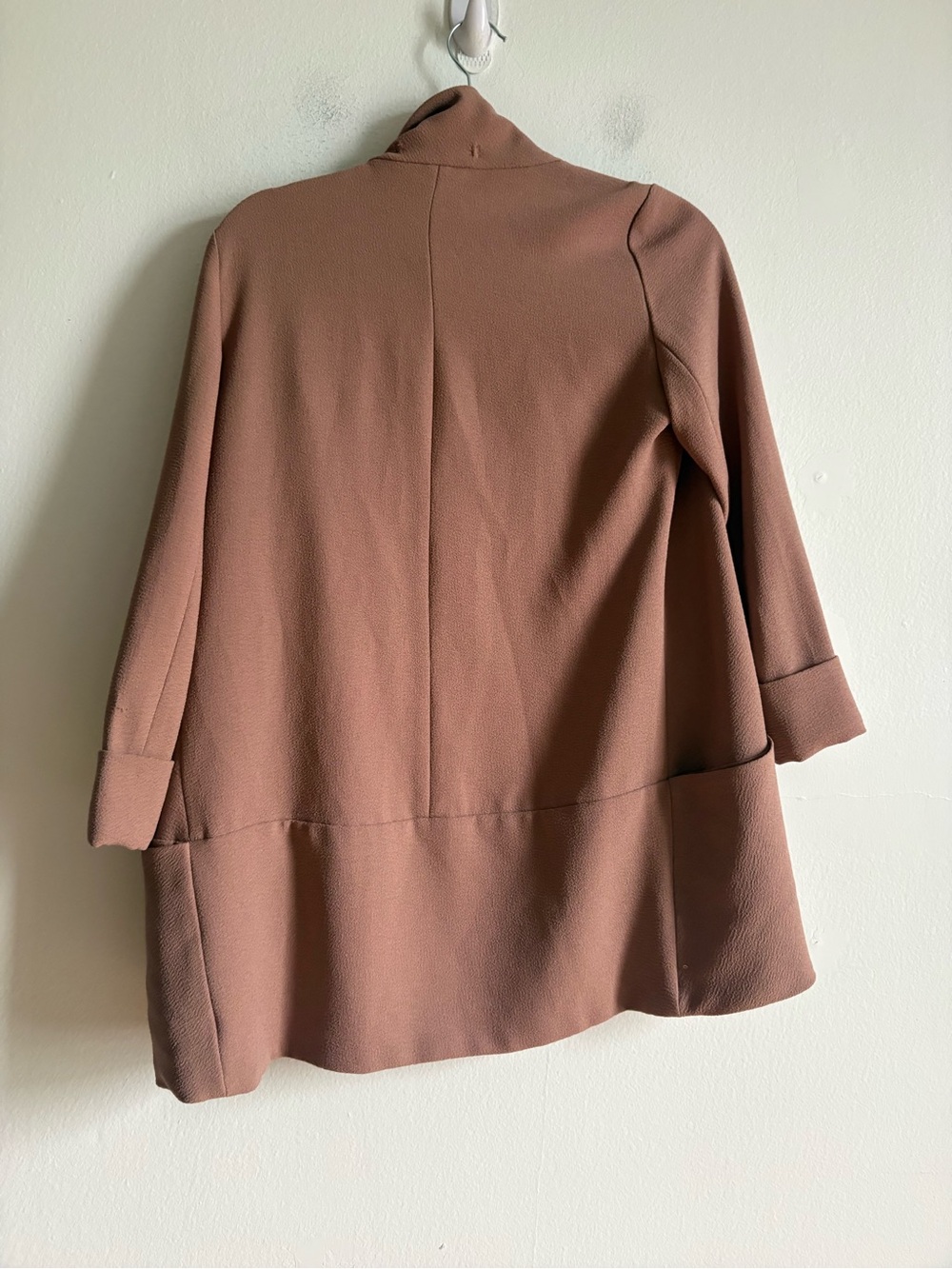 Aritzia Wilfred Sz 2 Chevalier Tan Brown Open Front Flowy Relaxed Blazer - Picture 7 of 10